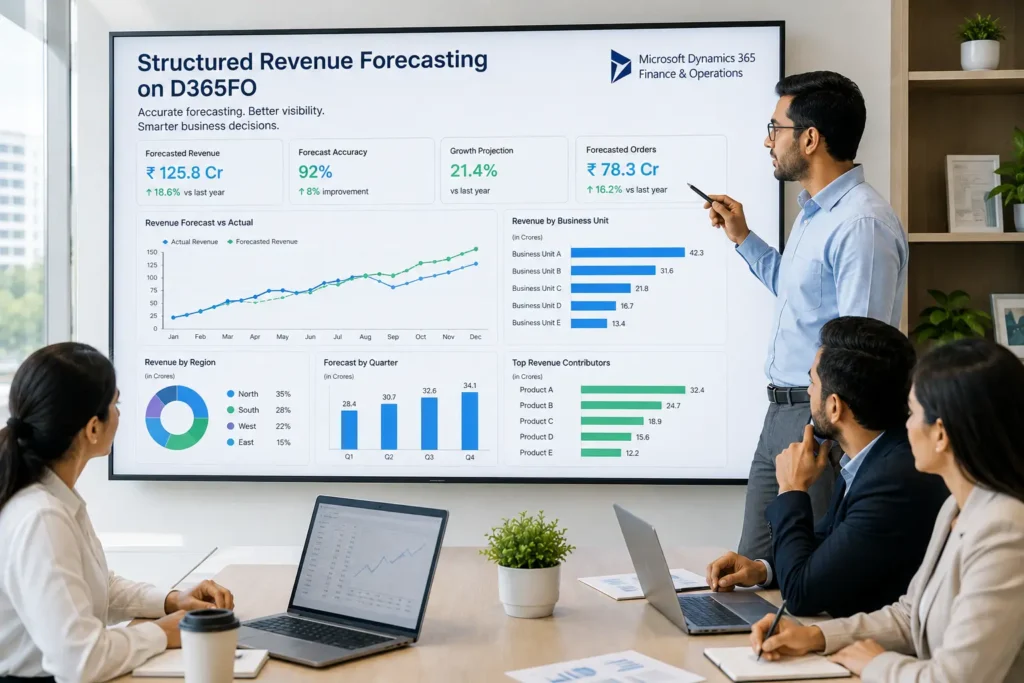 Revenue forecasting and financial planning process using Microsoft Dynamics 365 Finance & Operations to improve visibility and decision-making.
