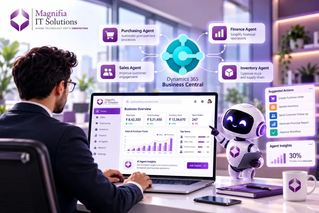 Microsoft Dynamics 365 Business Central 2026 Wave 2 AI agents dashboard